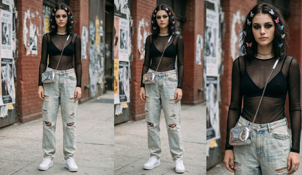 Mesh and Denim outfit