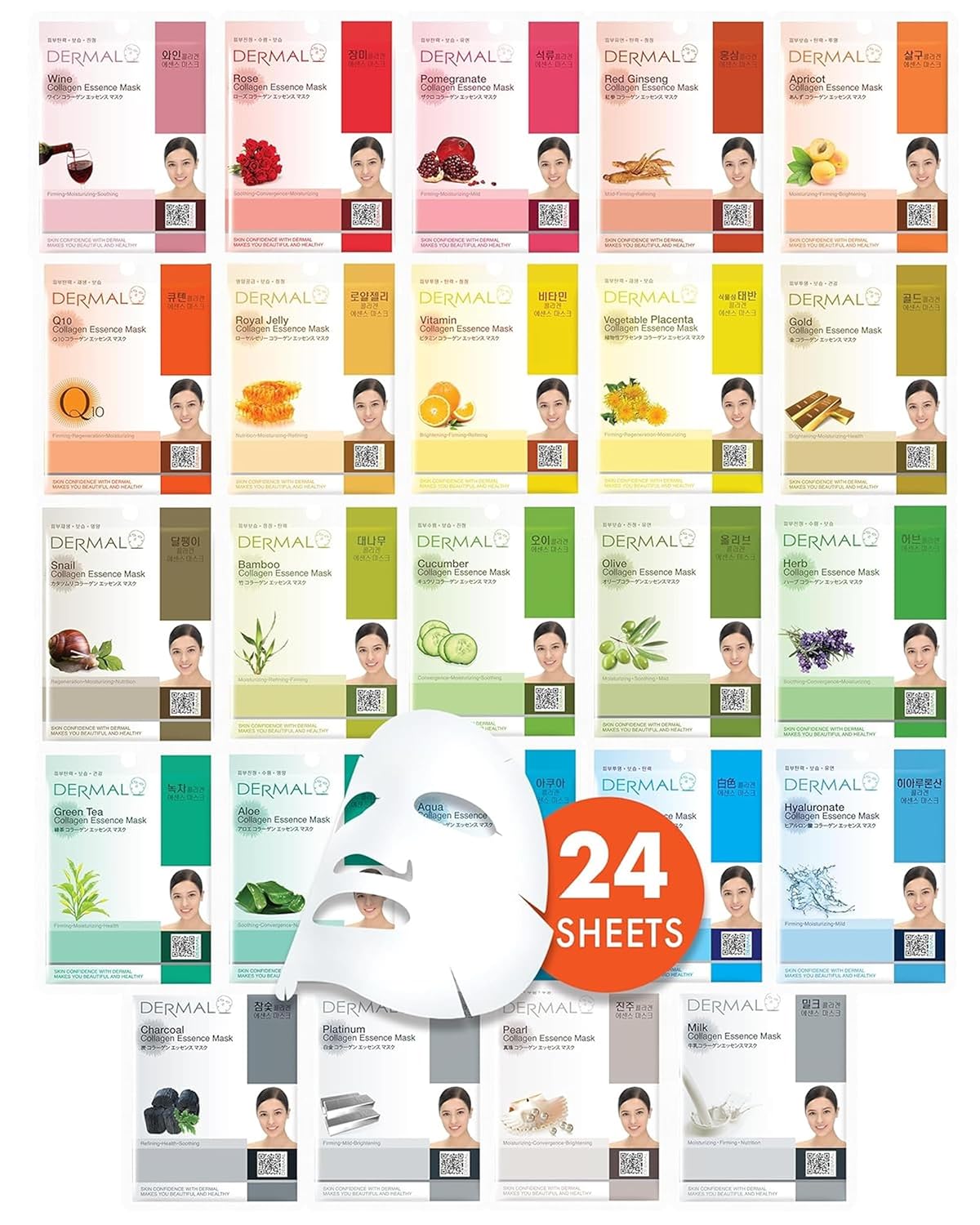 DERMAL 24 Combo Pack Korean Sheet Masks