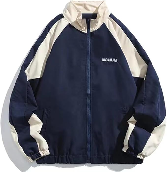 Colorblock Y2K varsity-style jacket